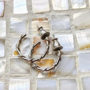 💚 MONET Silver Small Hoops with detail